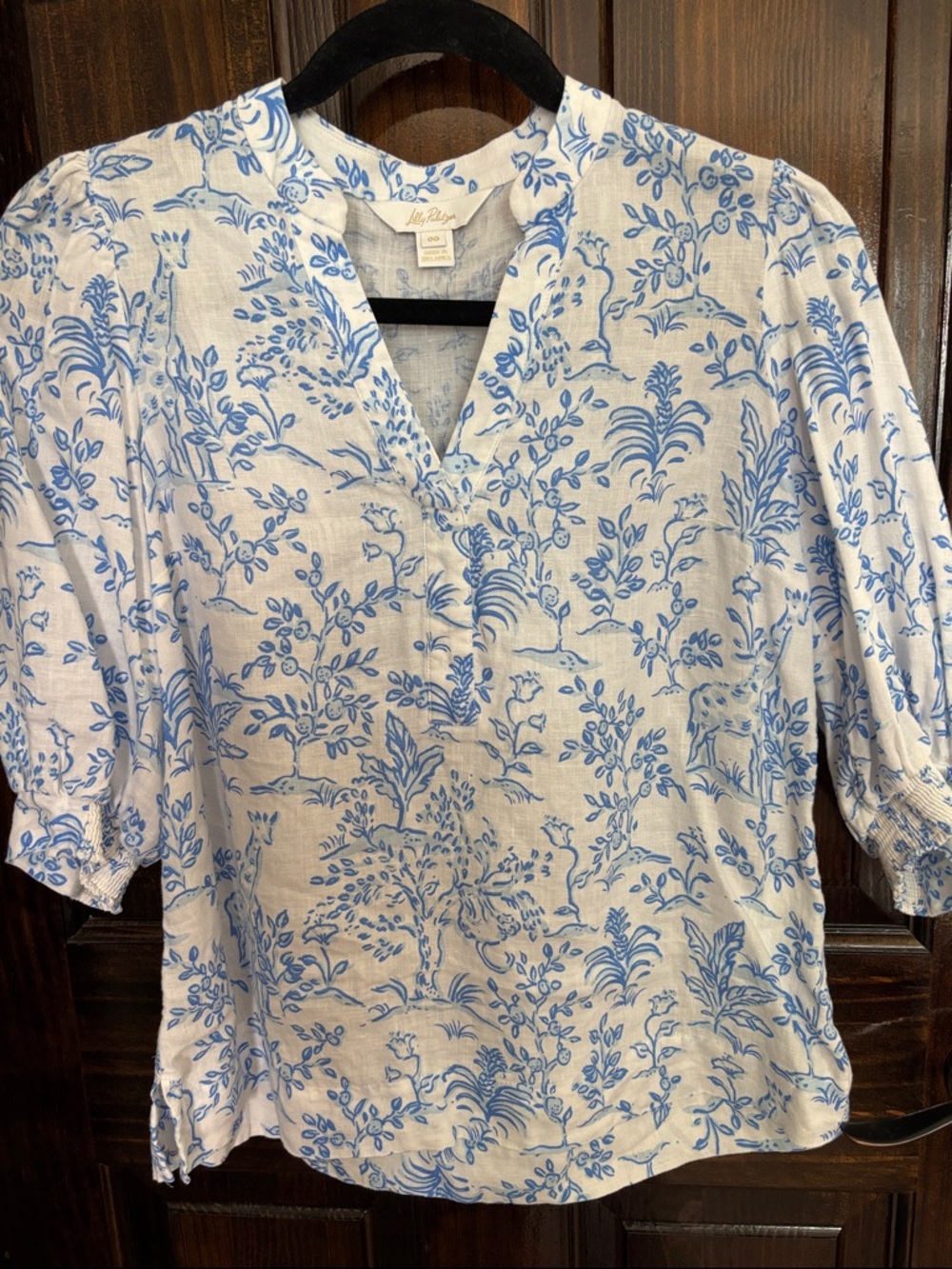 Lilly Pulitzer Mialeigh Linen Top Blouse Shirt 00